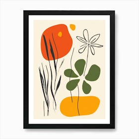 Flowers And Grass Art Print