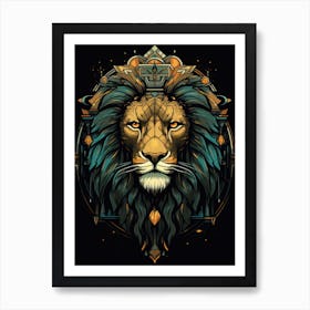 Lion Art Painting  Art Deco 4 Art Print