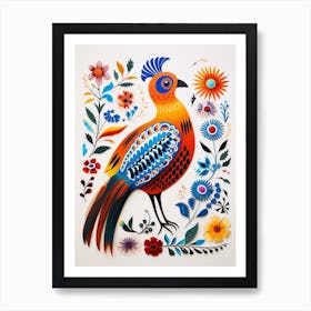 Scandinavian Bird Illustration Pheasant 2 Art Print