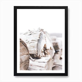 Winter Wood Log Art Print