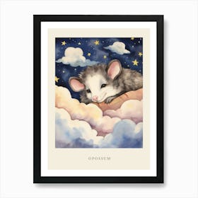 Baby Opossum 1 Sleeping In The Clouds Nursery Poster Art Print