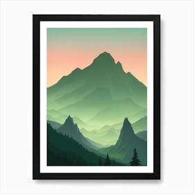 Misty Mountains Vertical Background In Green Tone 25 Art Print