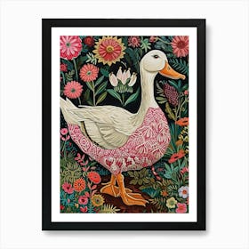 Floral Animal Painting Duck 1 Art Print