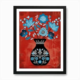 Blue Flowers In A Vase 10 Art Print