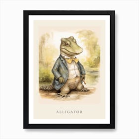 Beatrix Potter Inspired  Animal Watercolour Alligator 2 Art Print