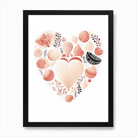 Shell Coral Heart 2 Art Print