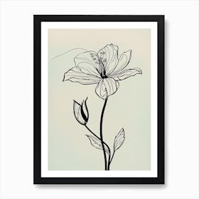 Lilies Line Art Flowers Illustration Neutral 11 Art Print