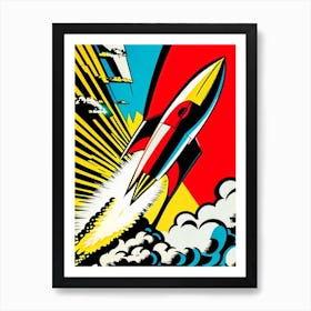 Rocket Launching Comic Art Print