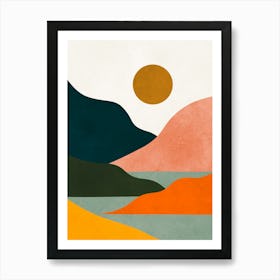 Watercolor sunset landscape 8 Art Print