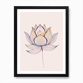 Lotus Flower Pattern Minimal Line Drawing 5 Art Print