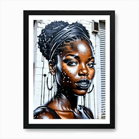 Graffiti Mural Of Beautiful Black Woman 405 Art Print