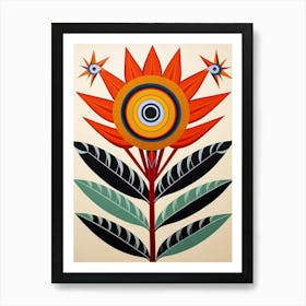 Flower Motif Painting Bird Of Paradise 2 Art Print