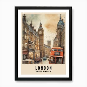 London Travel Poster Vintage United Kingdom Painting (12) Art Print