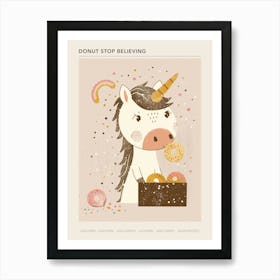 Unicorn & Rainbow Sprinkle Donuts 3 Poster Art Print