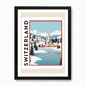 Retro Winter Stamp Poster St Moritz Switzerland 1 Art Print