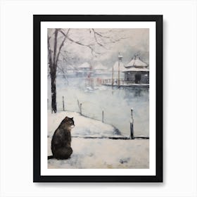 Vintage Winter Animal Painting Mink Art Print