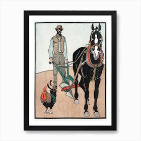 Man With Rooster And Horse, Edward Penfield Art Print