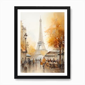 Paris France In Autumn Fall, Watercolour 1 Art Print