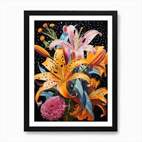 Surreal Florals Lily 6 Flower Painting Art Print