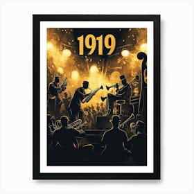 Aihrgdesign A Retro Poster Of A Lively 1919 Jazz Club Featuri F40aa2af 9c09 4e52 9309 Bcd455773fbc 0 Art Print