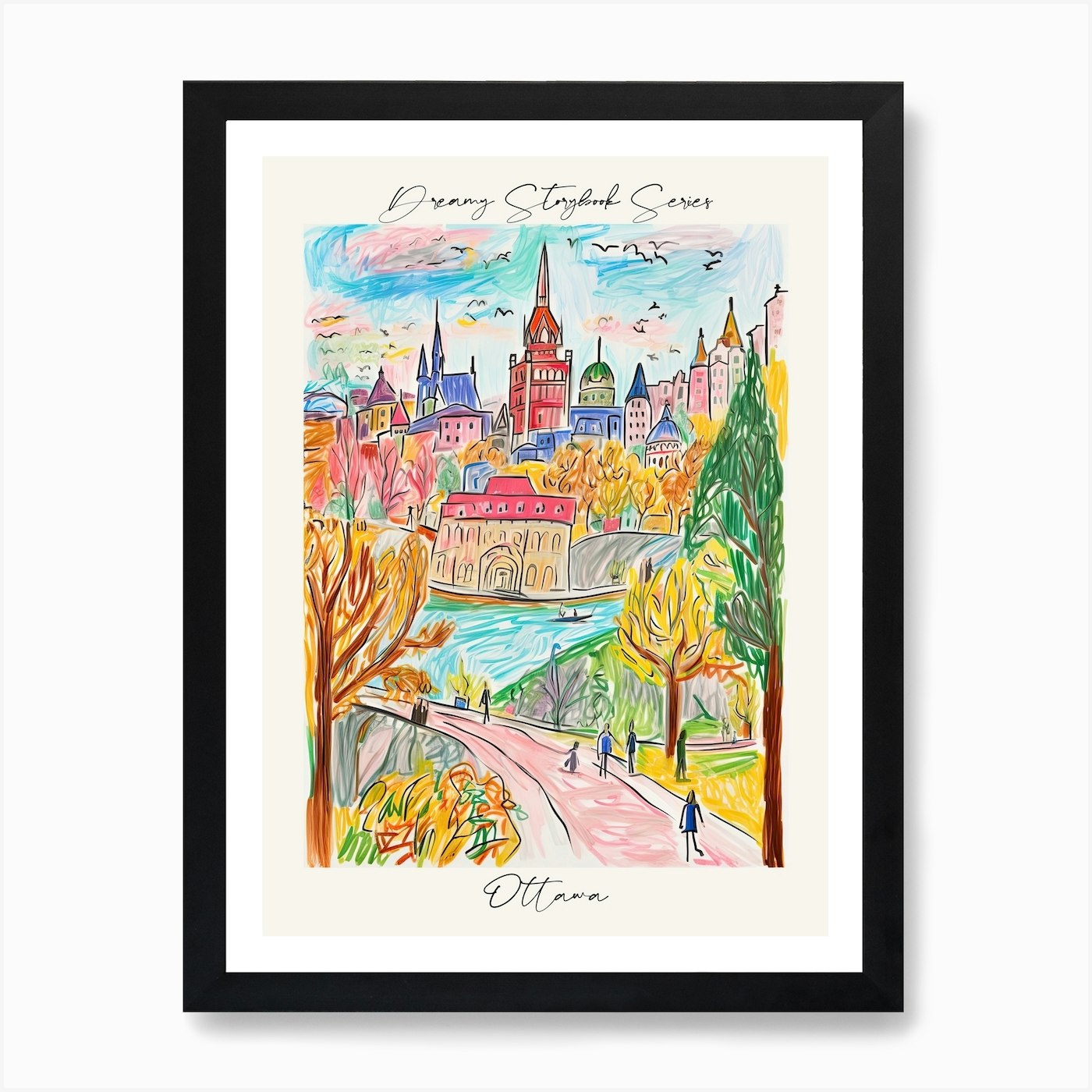 Poster Of Ottawa, Dreamy Storybook Framed Wall Art Poster Canvas Print Picture - Picture 2 of 4
