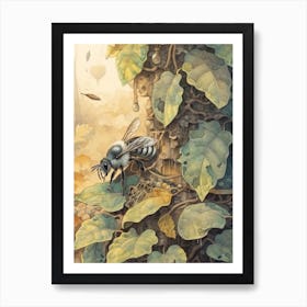 Ashy Leafcutter Bee Beehive Watercolour Illustration 4 Art Print