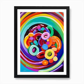 Jelly Rings Candy Sweetie Colourful Brushstroke Painting Flower Art Print