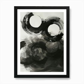 Black And White Circles 5 Art Print