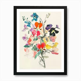 Bleeding Heart 1 Collage Flower Bouquet Art Print