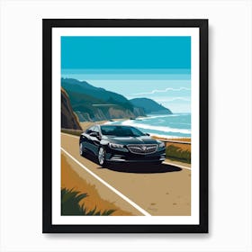 A Buick Regal In The Pacific Coast Highway Car Illustration 4 Art Print