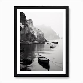 Amalfi Coast, Italy, Black And White Analogue Photograph 3 Art Print