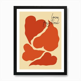 Love festival, Romantic, Red hearts, Valentine's Day, Retro print Affiche