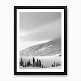 Kicking Horse, Canada Black And White Skiing Poster Art Print