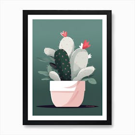 Christmas Cactus Illustration 2 Art Print