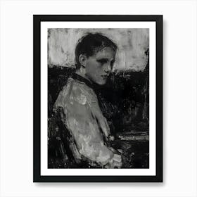 Dark Gothic Girl In Black And White Art Print