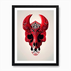 Animal Skull Red 1 Mexican Art Print