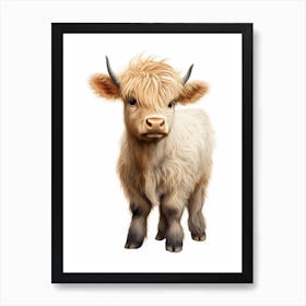 Cute Digital Illustration Of Baby Highland Cow Art Print