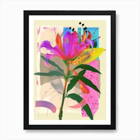 Gloriosa Lily 2 Neon Flower Collage Poster