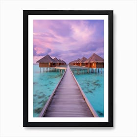 Maldives Resort At Sunset Art Print