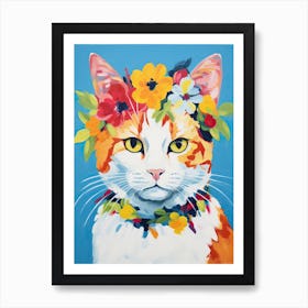 Turkish Angora Cat With A Flower Crown Painting Matisse Style 5 Art Print