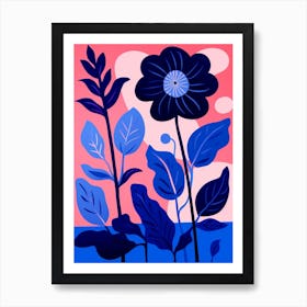 Blue Flower Illustration Gerbera Daisy 3 Art Print