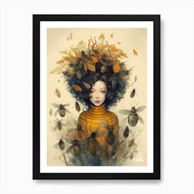 Queen Bee Beehive Watercolour Illustration 2 Art Print