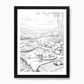 Line Art Inspired By The Luncheon On The Grass 3 Art Print