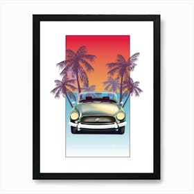 Vintage Car With Palm Trees 1 Art Print