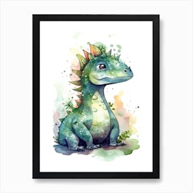 Corythosaurus Cute Dinosaur Watercolour 2 Art Print