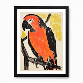 Parrot, Woodblock Animal  Drawing 1 Art Print