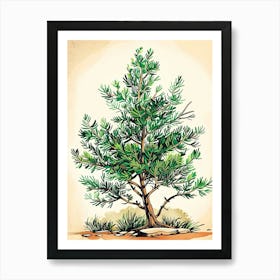Juniper Tree Storybook Illustration 3 Art Print
