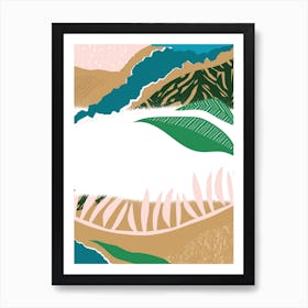 White Mixed Jungle Abstract Art Print