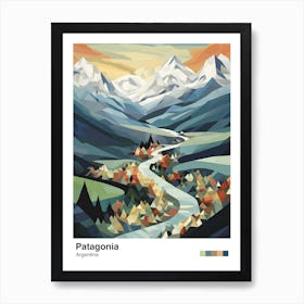 Patagonia, Argentina View   Geometric Vector Illustration 3 Poster Art Print