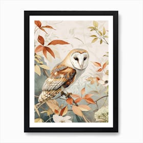 Barn Owl Japanese Painting 1 Art Print